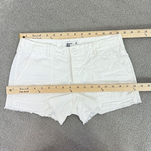American Eagle Outfitters Raw Edge Button Fly Shorts White Size 00 - Picture 8 of 10